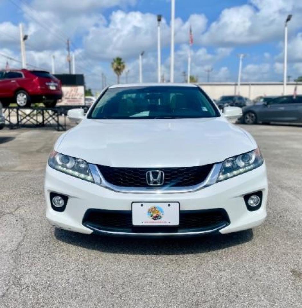 2013 White Orchid Pearl /Black/Ivory Leather Interior Honda Accord EX-L V6 Coupe AT (1HGCT2B81DA) with an 3.5L V6 SOHC 24V engine, 6-Speed Automatic transmission, located at 4545 Spencer Hwy., Pasadena, 77504, (832) 266-1645, 29.666037, -95.173775 - Photo#1