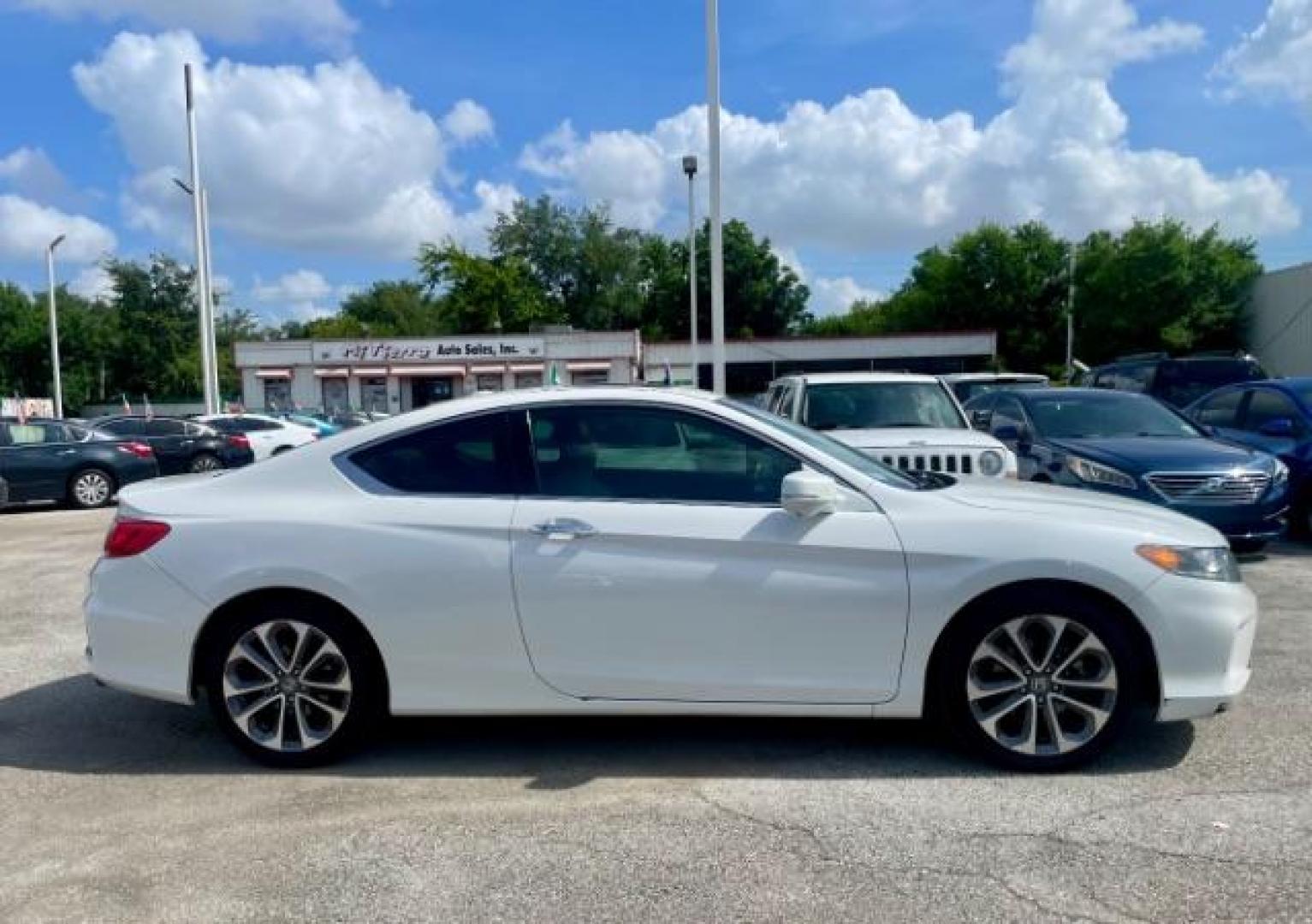 2013 White Orchid Pearl /Black/Ivory Leather Interior Honda Accord EX-L V6 Coupe AT (1HGCT2B81DA) with an 3.5L V6 SOHC 24V engine, 6-Speed Automatic transmission, located at 4545 Spencer Hwy., Pasadena, 77504, (832) 266-1645, 29.666037, -95.173775 - Photo#2