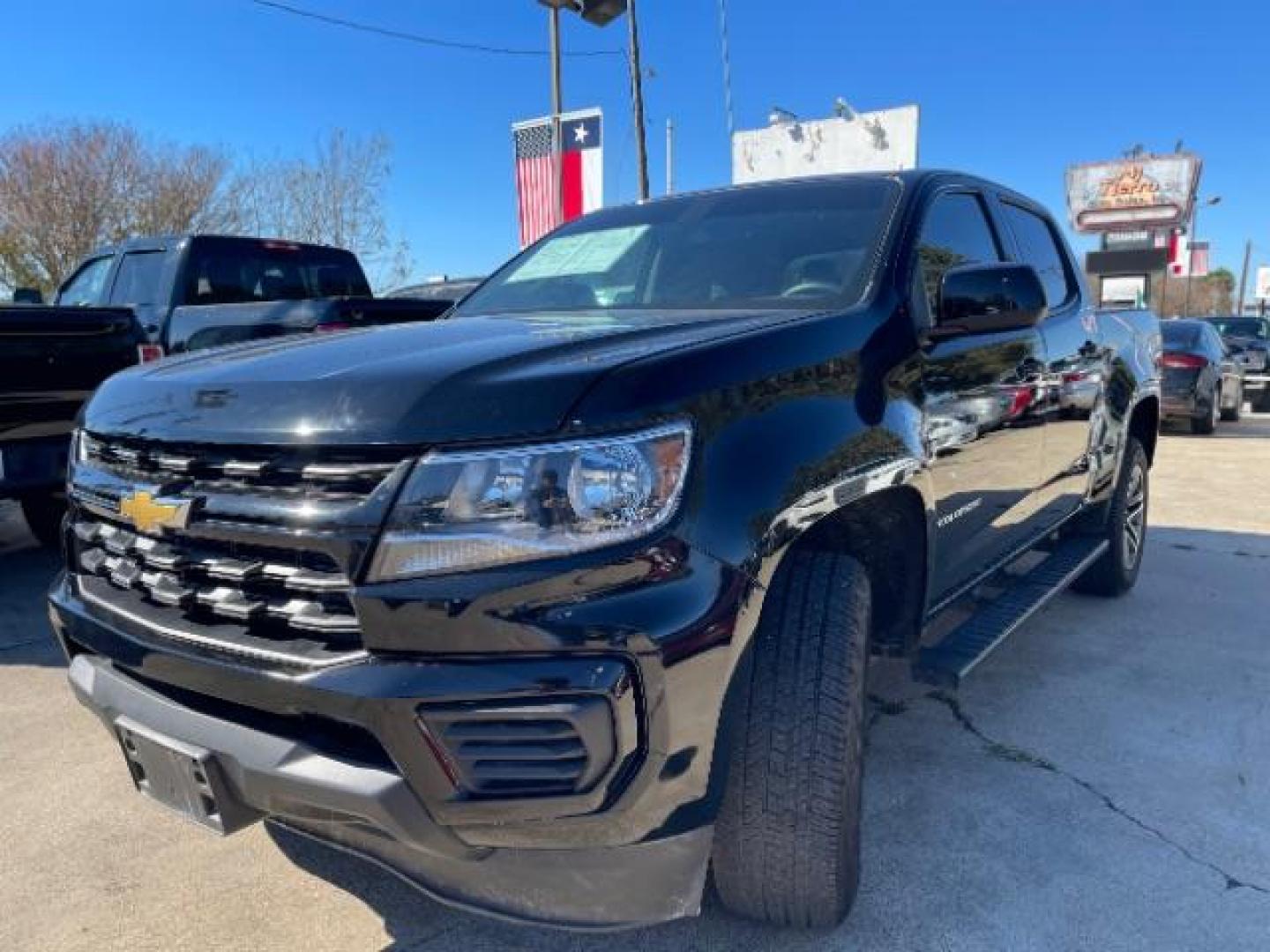 2022 Black Chevrolet Colorado Work Truck Crew Cab Short Box 2WD (1GCGSBEN8N1) with an 3.6L V6 DOHC 24V GAS engine, 6-Speed Automatic transmission, located at 7935 Gulf Freeway, Houston, 77017, (832) 266-1645, 29.684393, -95.275665 - Photo#2